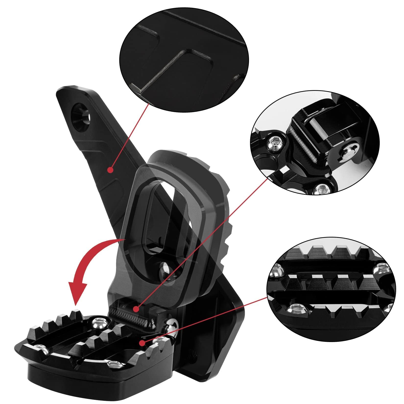 Estribos Traseros Plegables para X-ADV 750 Forza 750 NC 750 2021 2022 2023 2024 2025,PSLER Pedal Trasero de Pasajero Juegos de Aluminio CNC,Se Puede Plegar 90 Grados(Negro)