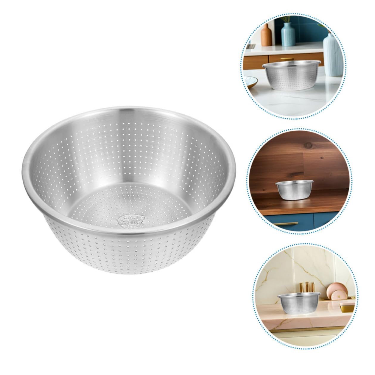 Colador de Acero Inoxidable 304 de 26 CM para Lavar Verduras y Frutas Escurridor Metálico Perforado Cesta Apilable para Cocina Doméstica Colador para Ensaladas y Alimentos