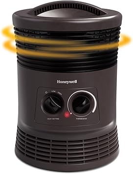 Honeywell HHF360V 360 Degree Surround Fan Forced Heater with Surround Heat Output Charcoal Grey Energy Efficient Portable Heater with Adjustable Thermostat & 2 Heat Settings, Small