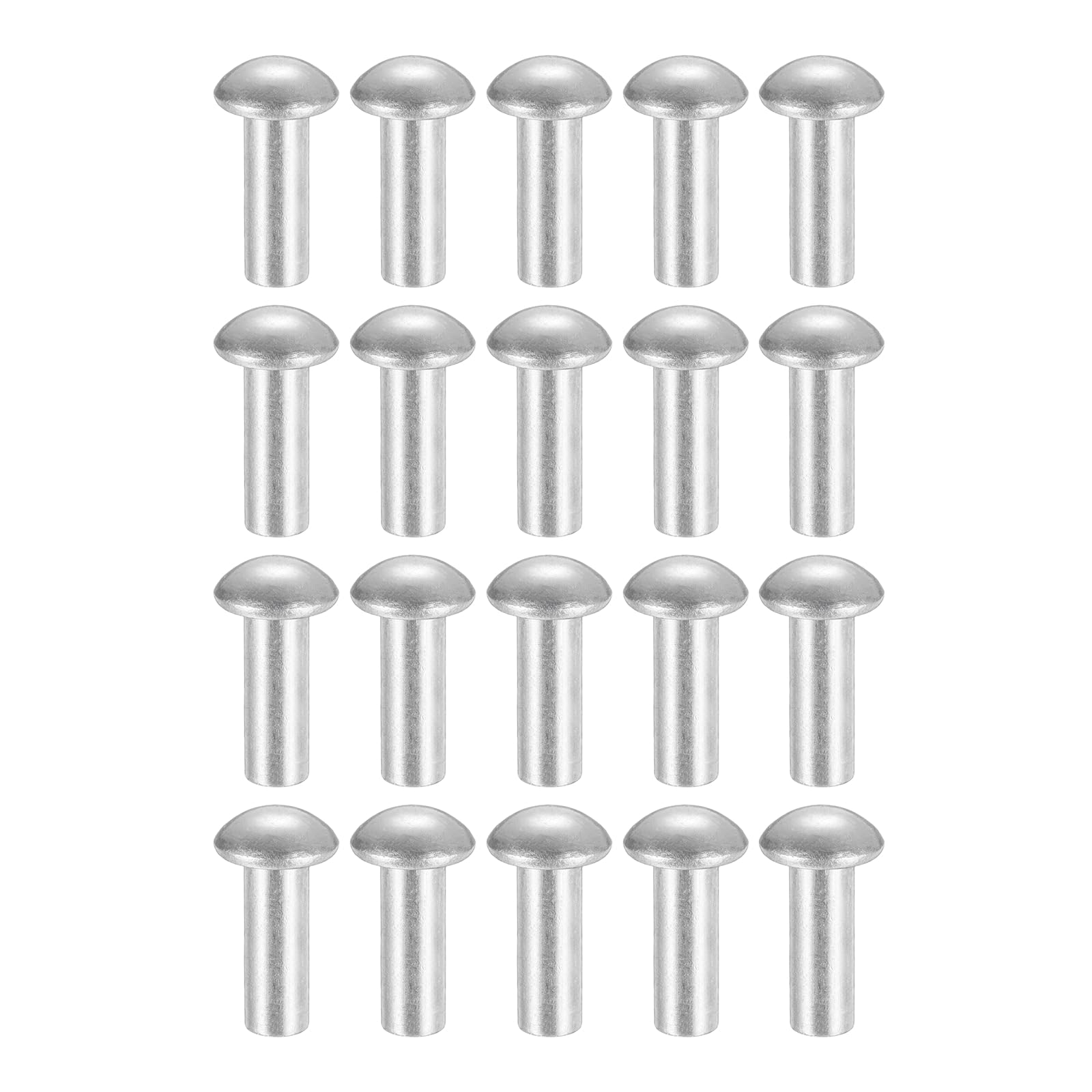 uxcell 200 rivetti a testa bombata, M6 x 16 mm, in alluminio massiccio, con testa a cupola, rivetti di fissaggio per navi aeromobili, giunzione e riparazione, tonalità argento