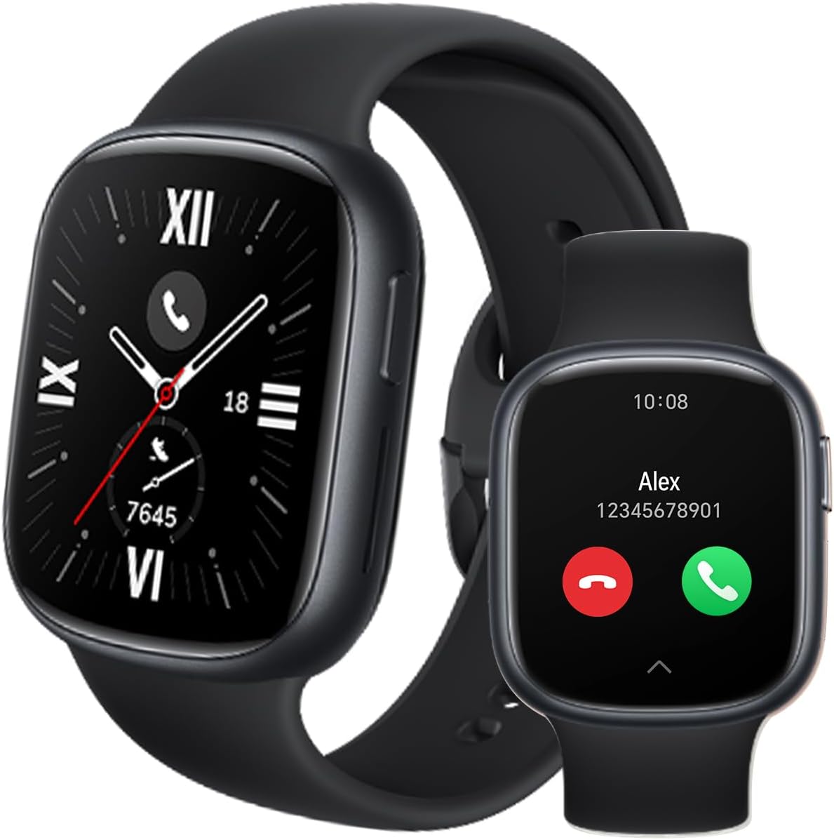 WATCH 4 SmartWatch, Bluetooth Calling, 1.75 inch AMOLED, GPS, 14 Days Standy, Spo2, Heart Rate and Stress Monitor, 5ATM, Compatible with Android and iOS, Black