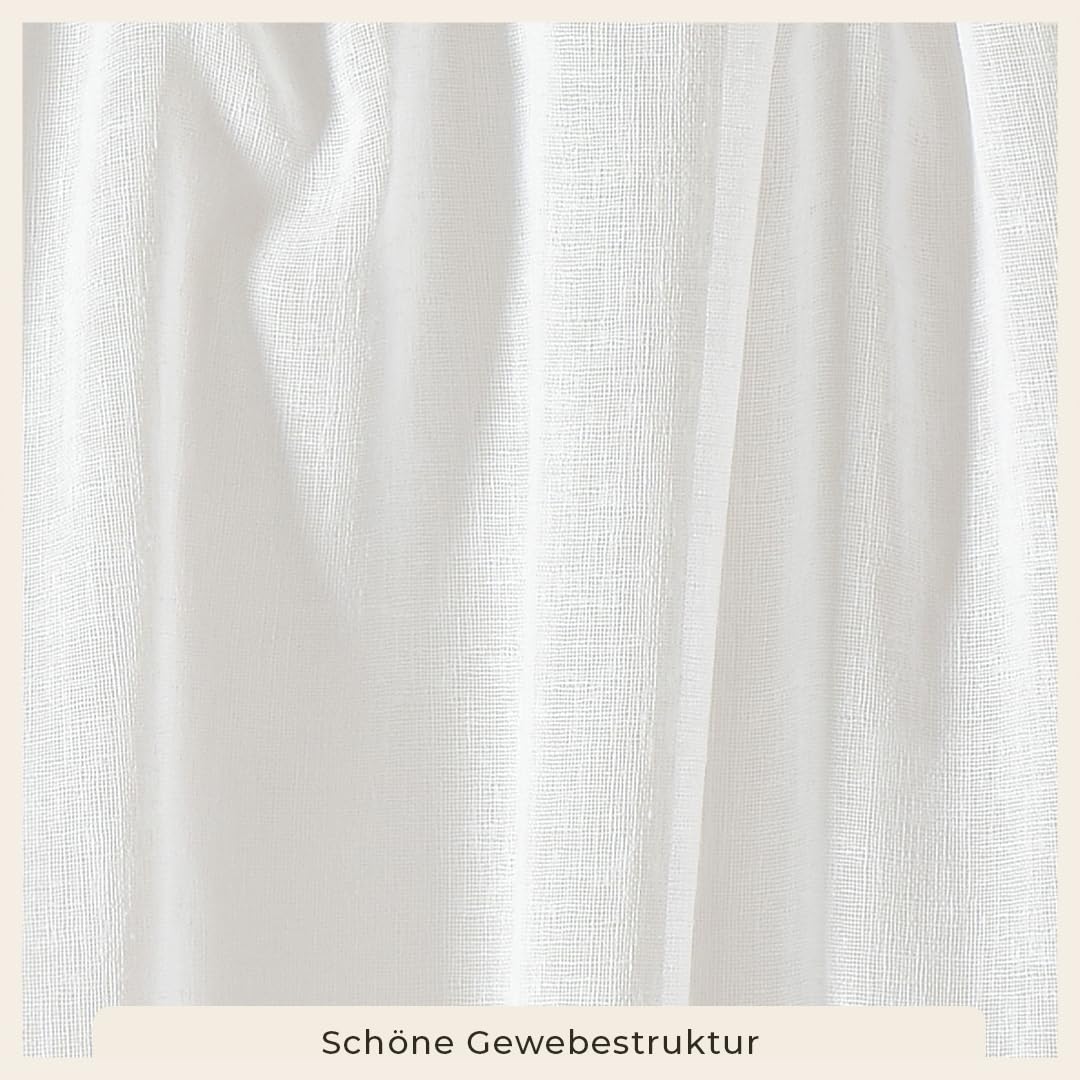 room99 Gardine mit Kräuselband Sensia 400 x 240 cm Breite x Höhe Transparent Modern Vorhang Schal Wohnzimmer Schlafzimmer für Schienensystem Weiß Leinenoptik glatt, 1 Stück