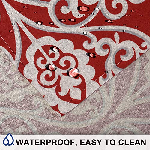 Gravan Rectangle Polyester Tablecloth Vintage Printed And Spill Proof Table Cover For Home And Kitchen (Red And White, 60X120 Inch) #TOP4