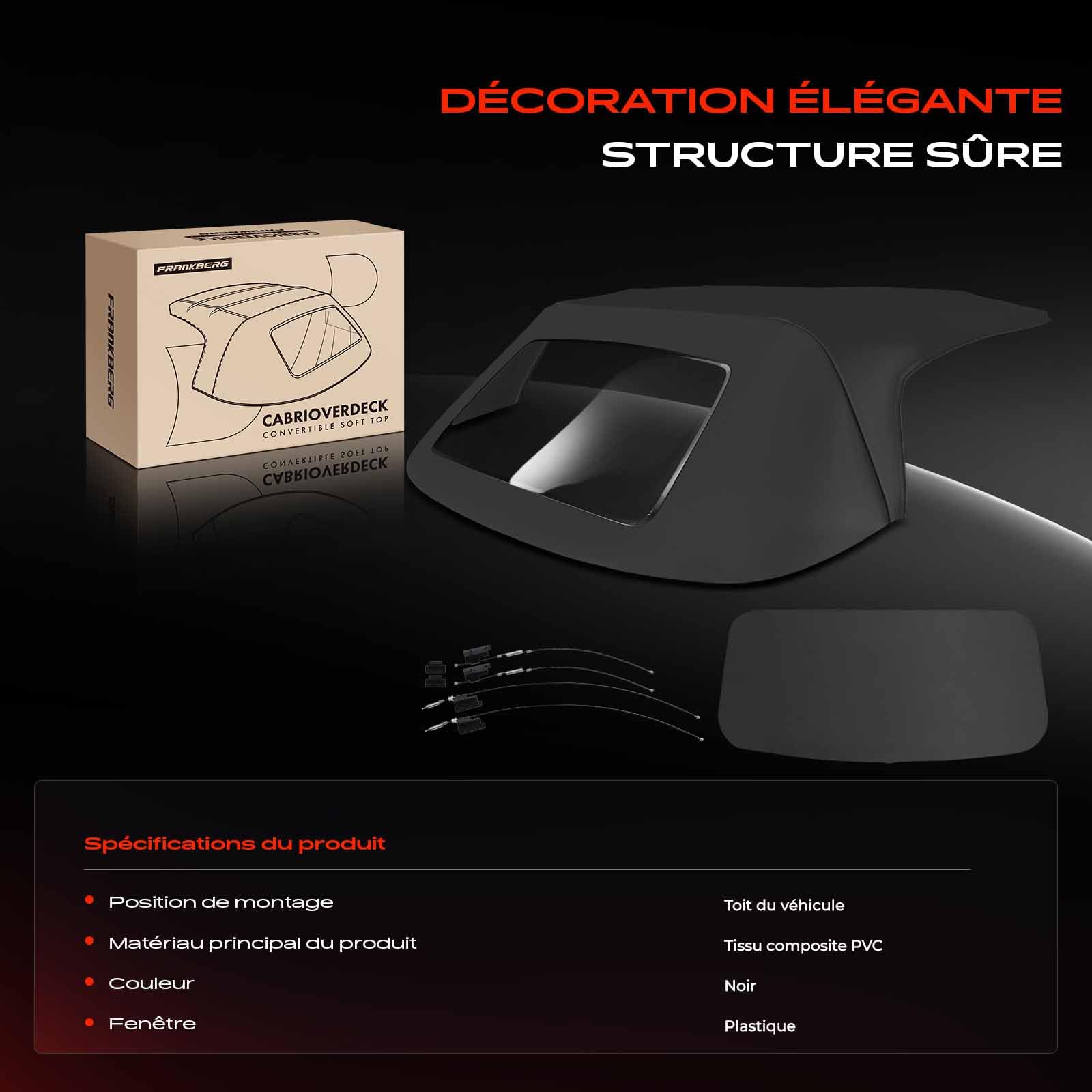 Frankberg Capote de cabriolet Softtop Compatible avec Z3 R.o.a.d.s.t.e.r E36 1.8i 1.9i 2.2i 2.0i 2.8i 2.5i 3.0i M 3.2 1995-2003 Cabriolet Remplacer# BM3392,54318411121