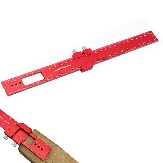 300mm/16 Inch Precision Pocket Rule, Aluminum Woodworking Ruler for Engineers and Machinists