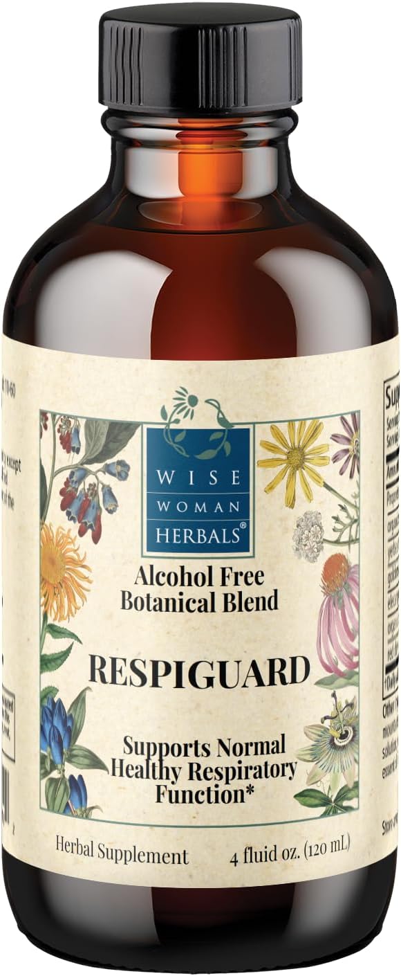 Wise Woman Herbals - RespiGuard Glycerite Compound 4 oz - Supports Respiratory Tract and Immune System Response During Allergy Season, Reduces Sinus and Nasal Irritations, Natural, Alcohol-Free (4 Oz)
