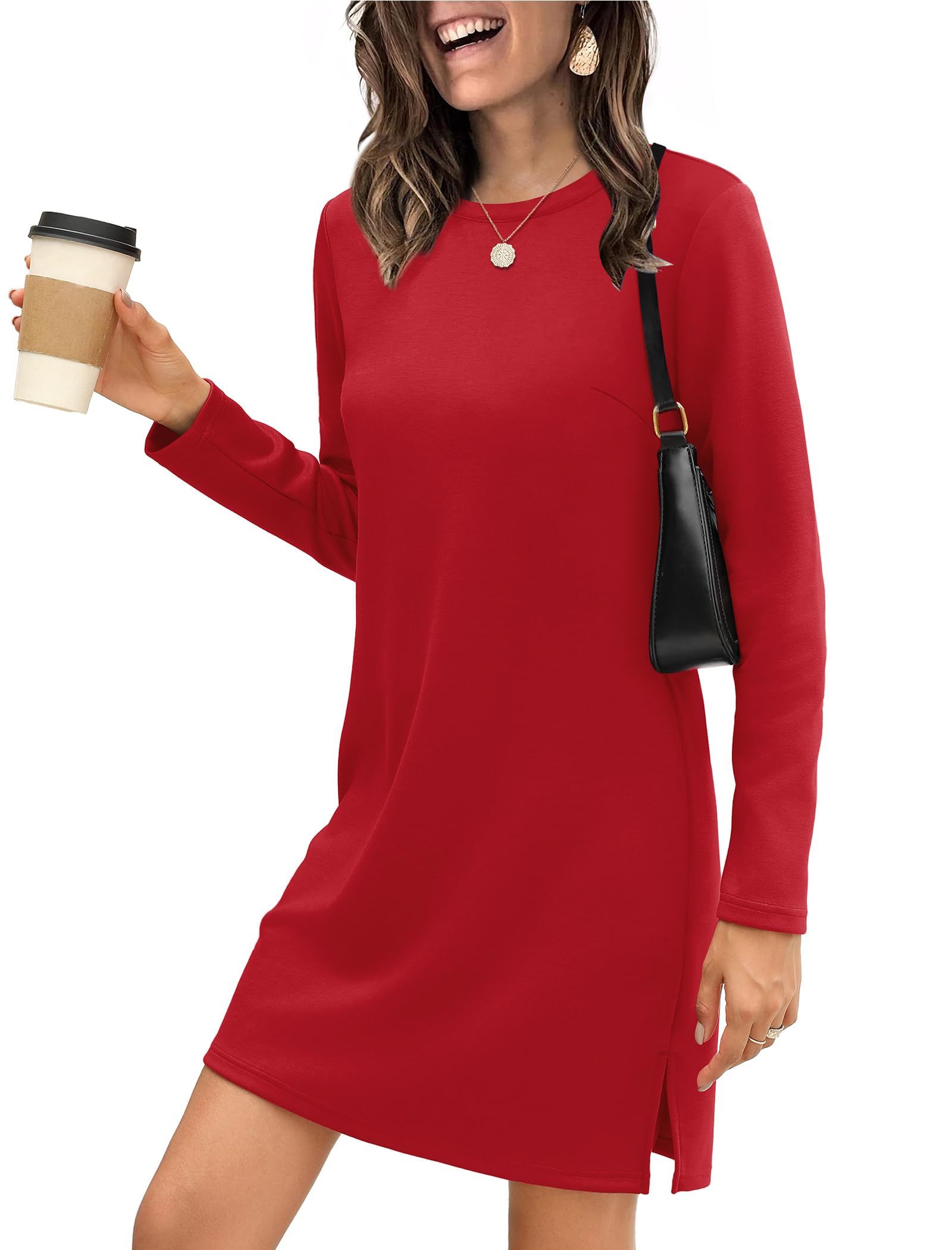 SAMPEEL Dresses for Women 2025 Casual Long Sleeve Cozy Tshirt Dress Fashion Fall Outfits
