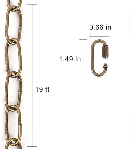 Miniatura 2 de Giluta Cadena de araña resistente de 19 pies, cadena de lámpara colgante de bronce antiguo con acabado duradero, extensión colgante para cesta de