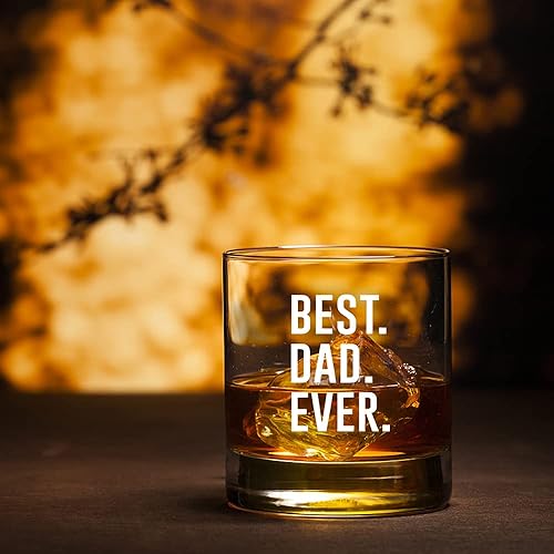 Miniatura 4 de Perfectinsoy Best Dad Ever - Caja de regalo de cristal de whisky, divertido vaso de whisky sarcástico para él, tío, hermano, marido, abuelo, perro,