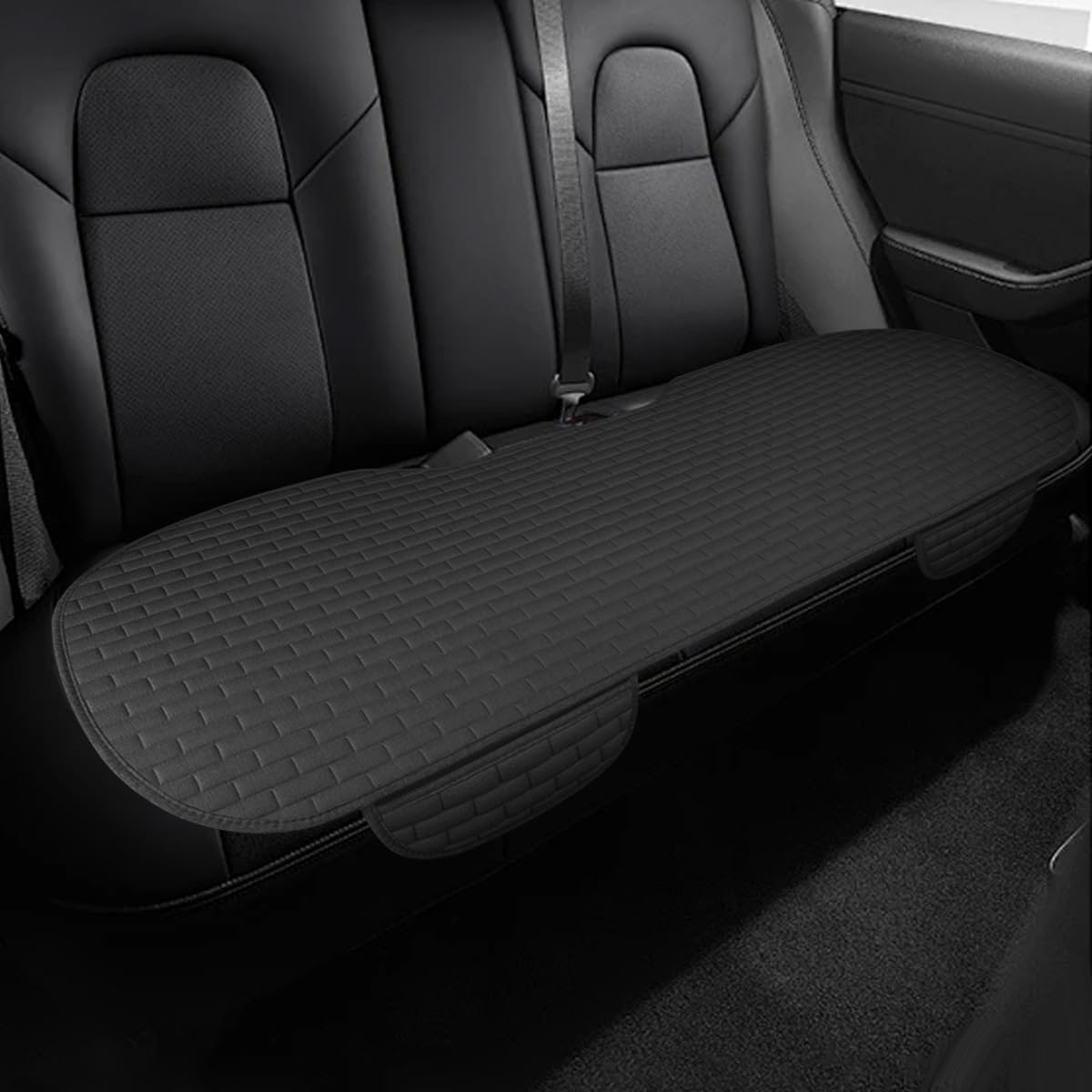 Photo 1 of GAOLAOSY Car Rear Seat Cover, Breathable Linen Automotive Seats Cushion, Anti-Slip Vehicle Seat Pad with Storage Pocket, Universal Auto Seats Protection Mat (Black)