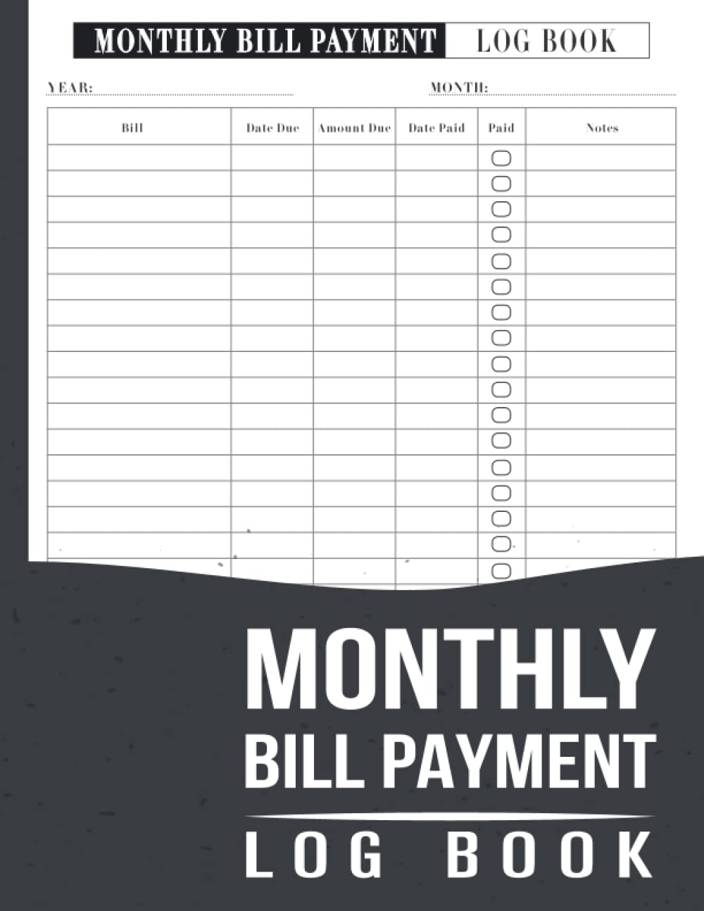 Buy Monthly Bill Payment Log Book Monthly Bill Payment Tracker and