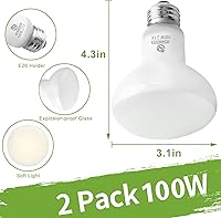 Vista 5 de Bombillas de Lámpara de Calor para Reptiles, Luz de Calor Simulada de Luz Natural, Paquete de 2 Bombillas de 100W, Lámpara de Punto de Sol