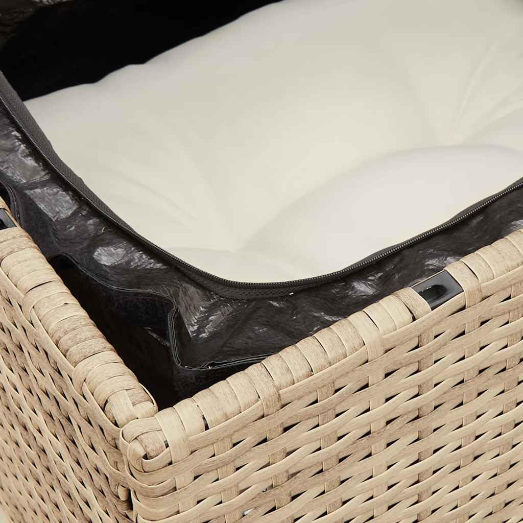 Divano da Giardino 2 Posti in Rattan PE Beige con Cuscini | Ideale per terrazzo e balcone, questo set modulare offre comodo spazio contenitore sotto la seduta per esterni.