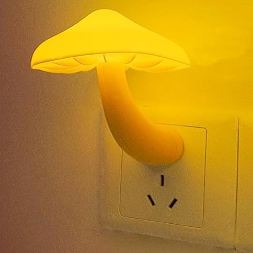 Miniatura 1 de Luz nocturna de ahorro de energía con forma de hongo para dormitorio de adultos y niños, baño, inodoro, escalera, cocina, pasillo, blanco cálido