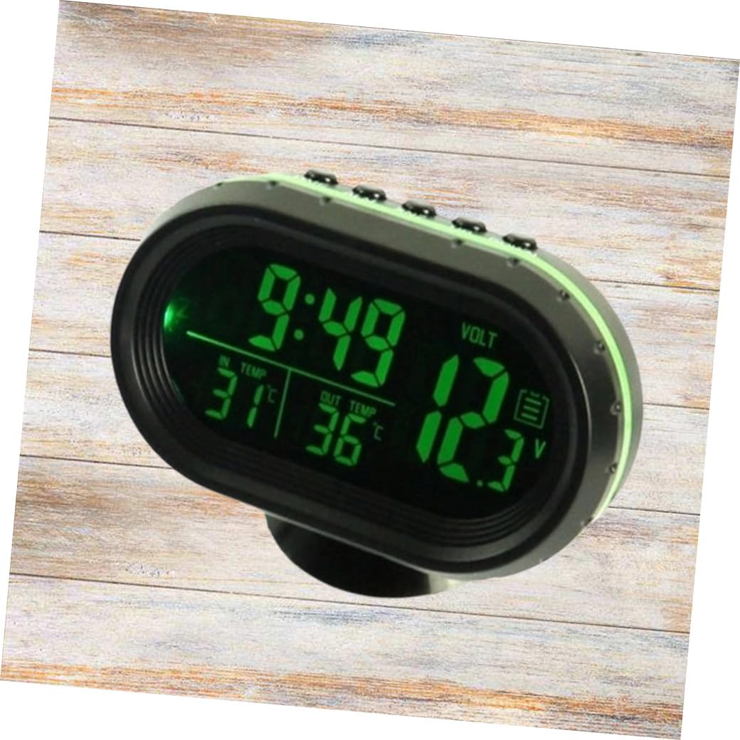 Gatuida 3piezas Reloj Digital De Salpicadero Para Coche Con Calendario y Soporte Verde Fácil Instalación Alta Definición Diseño Con Patas Retráctiles Adhesivo Incluido