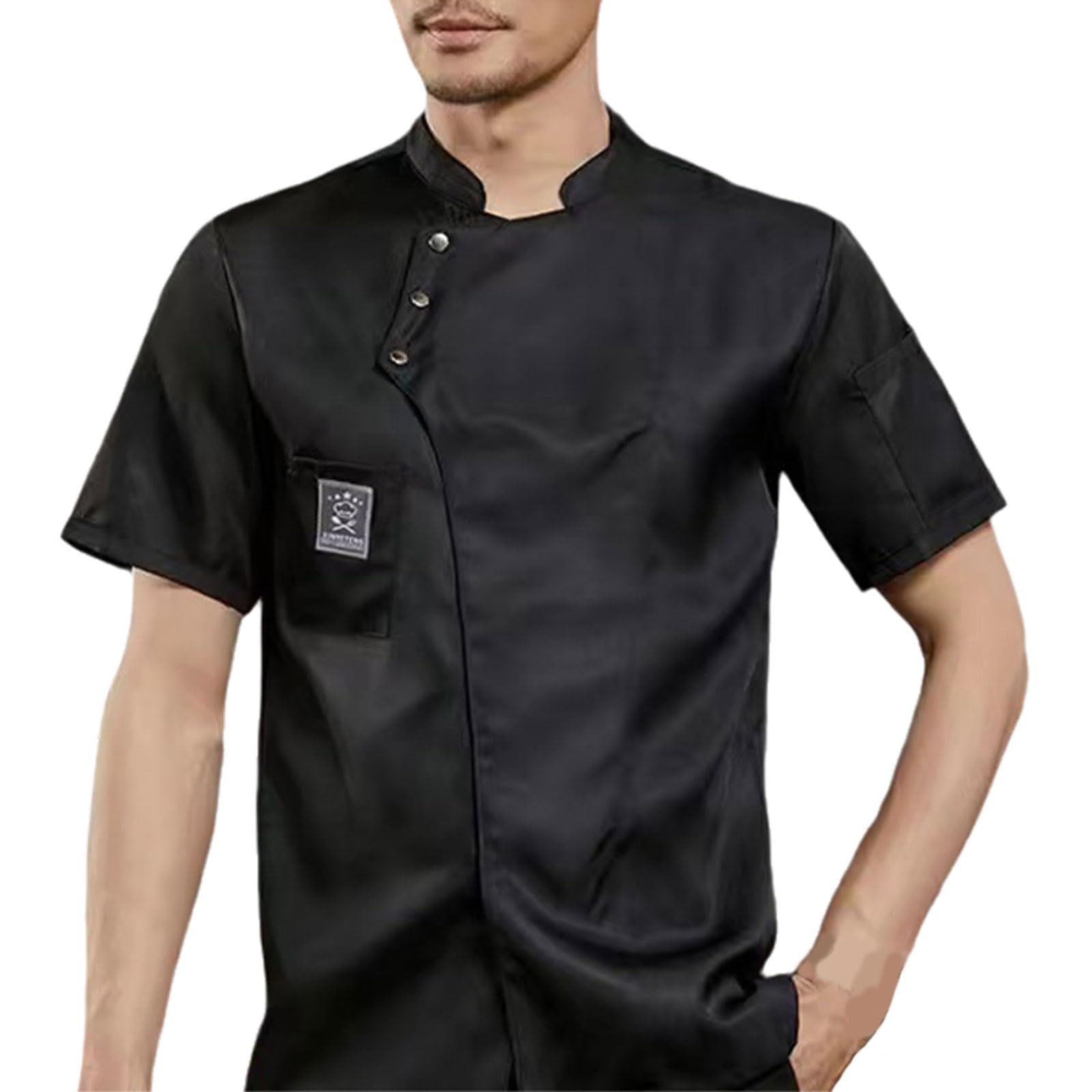 Leeonway Short Sleeve Chef Coat,Women'S Chef Jacket,Chef'S Short Sleeve Jacket,Machine Washable,Tain Resistant,For Kitchen Personnel Catering Workwear Culinary Uniform Top