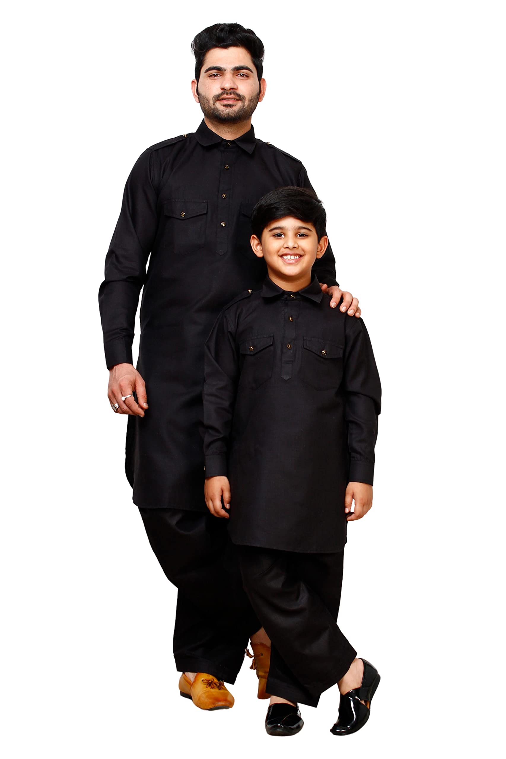 pro-ethic style developer Men's & Boys Cotton Solid Father And Son Matching Dress Pathani Kurta Set Ethnic Wear-picture-21