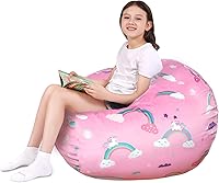 Vista 38 de Lukeight - Puf de almacenamiento de animales de peluche para niños, funda para puf de dinosaurio con cremallera para organizar la habitación