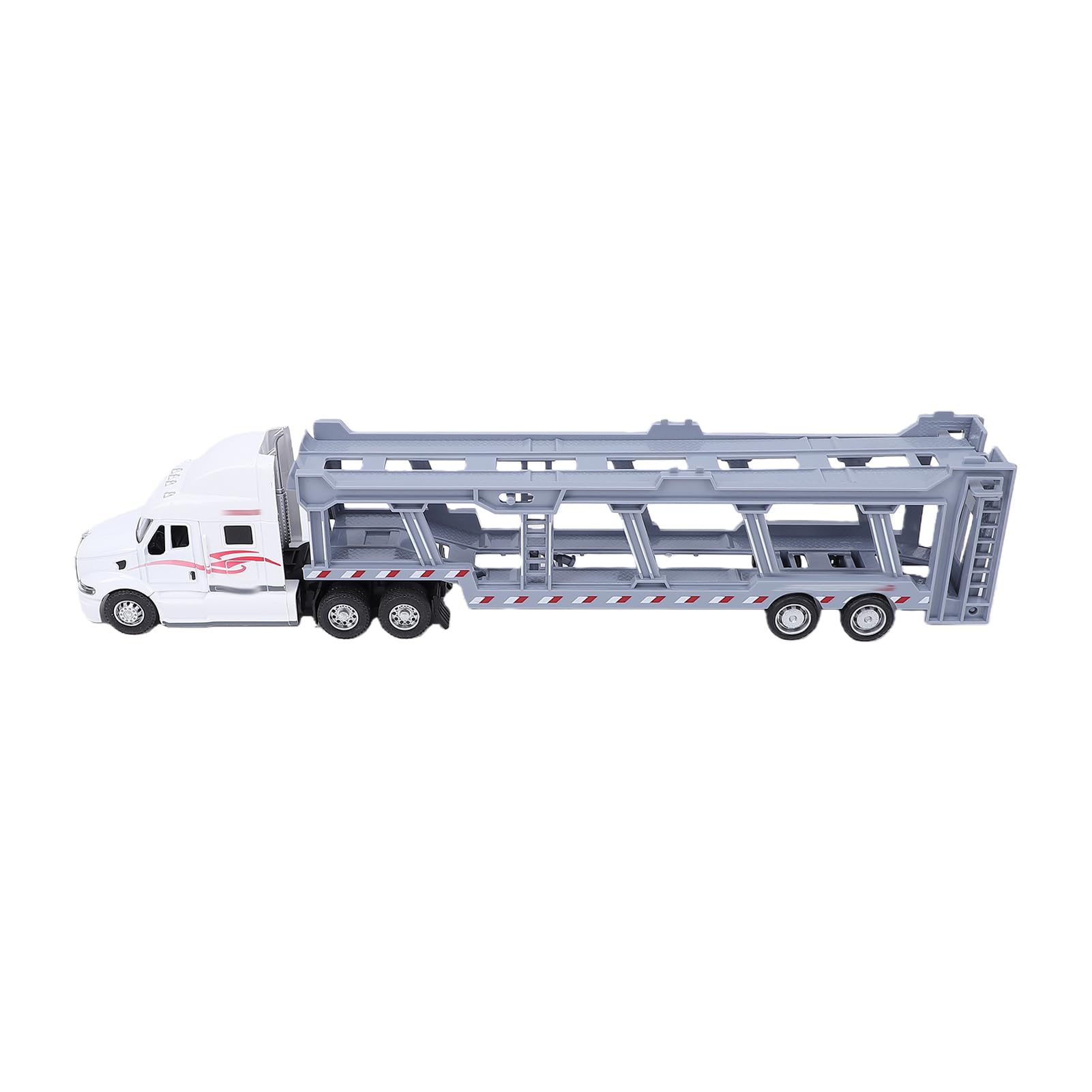 Alomejor 1:48 Alloy Car Carrier, Detailed Replica Truck Model, Functional Trailer, for Multiple Miniature Cars, for Collectors and Enthusiasts Display, Interactive Play (White)