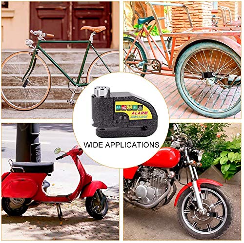 Alarm Disc Lock Motorcycle Disc Brake Lock, Waterproof 110Db Anti-Theft Disk Lock Motorcycle With 7Mm Pin And 1.2M Reminder Cable For Motorcycle Scooter Bike #TOP6