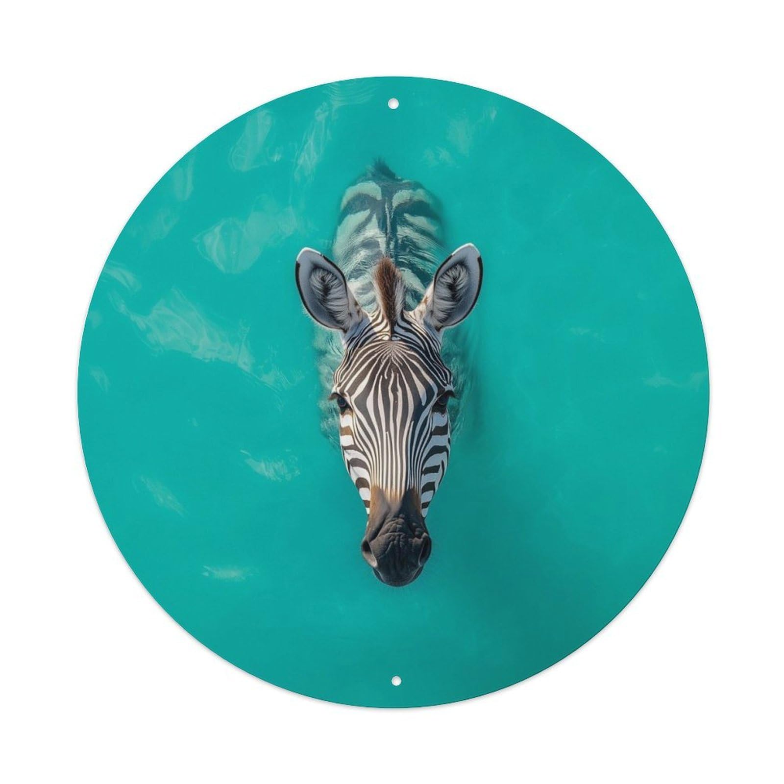 Cwbufd Vintage Style Animal Swimming Zebra Vintage Metal Tin Sign Plaque Wall Decor For Cafe, Club Bar, Office, Garden Metal Poster 8X8inch