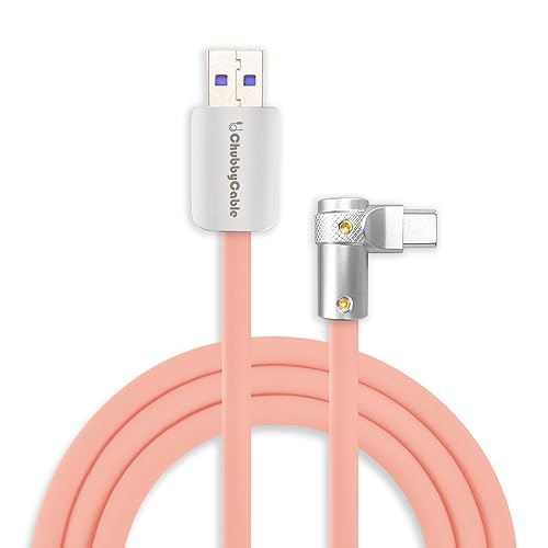 Vista 28 de chubbycable FlexElbow - Cable de carga rápida de 90 grados y 240 W, cable USB C en ángulo recto, cable de carga de silicona compatible con iPhone