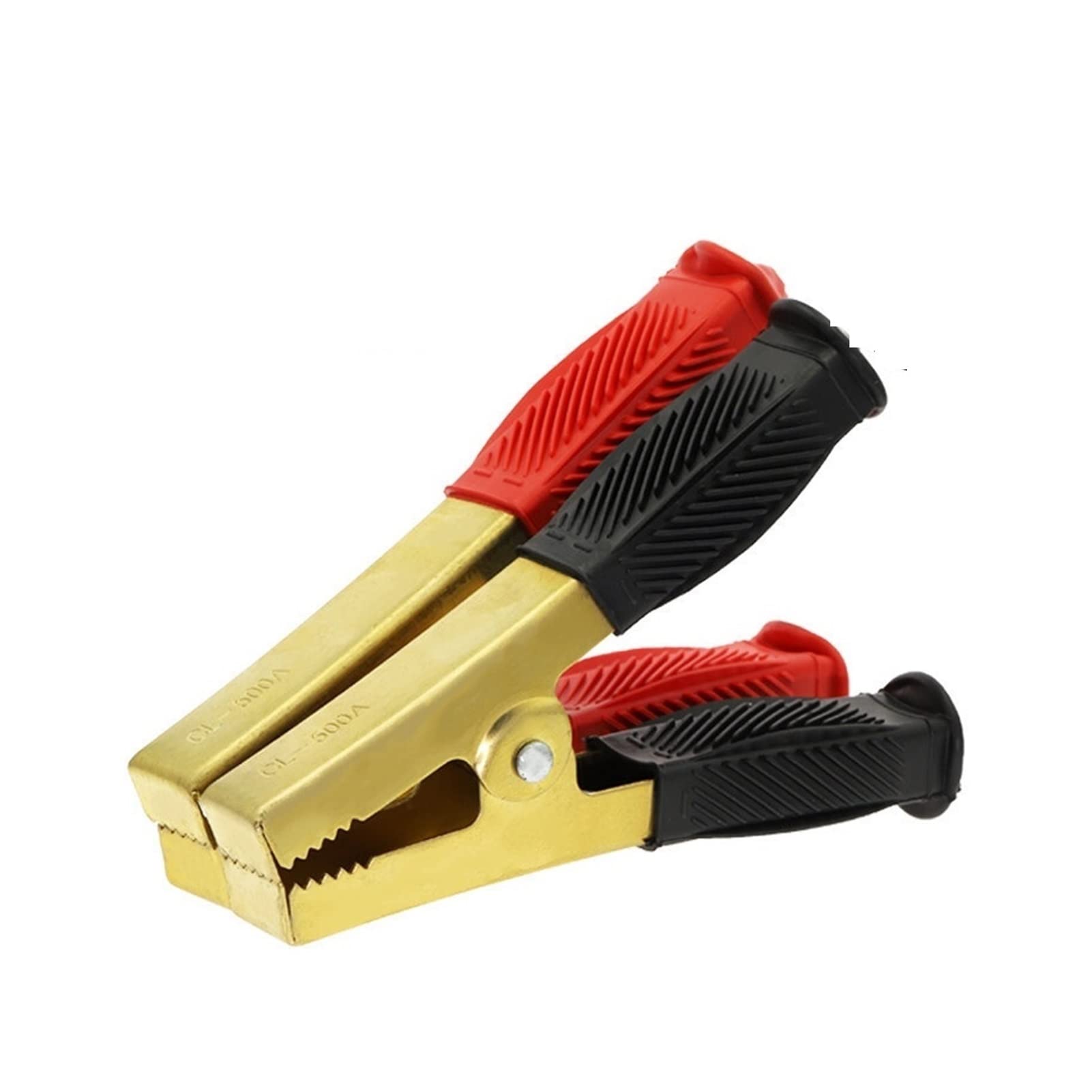 2 uds Pinzas de cocodrilo for Coche Abrazaderas for batería Clip de cocodrilo de latón 500A Rojo + Negro amablemente (Color : Pure Copper -500a)