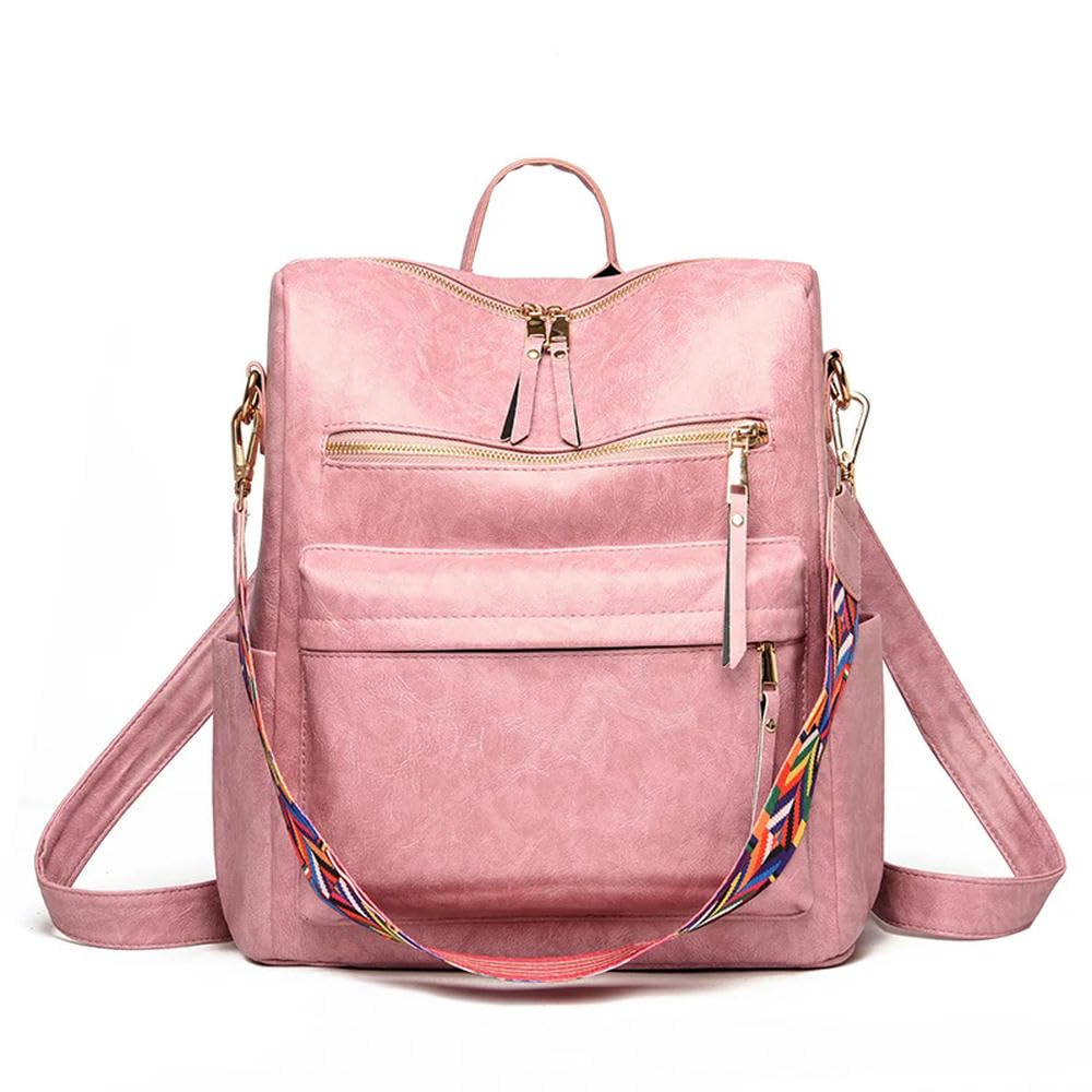 ZBDZSW Mochilas de Cuero Suave de 8 Colores para Mujer, Bolsos de Hombro Vintage para Mujer, Bolsos de Viaje Casuales para Mujer, Bolsos Escolares