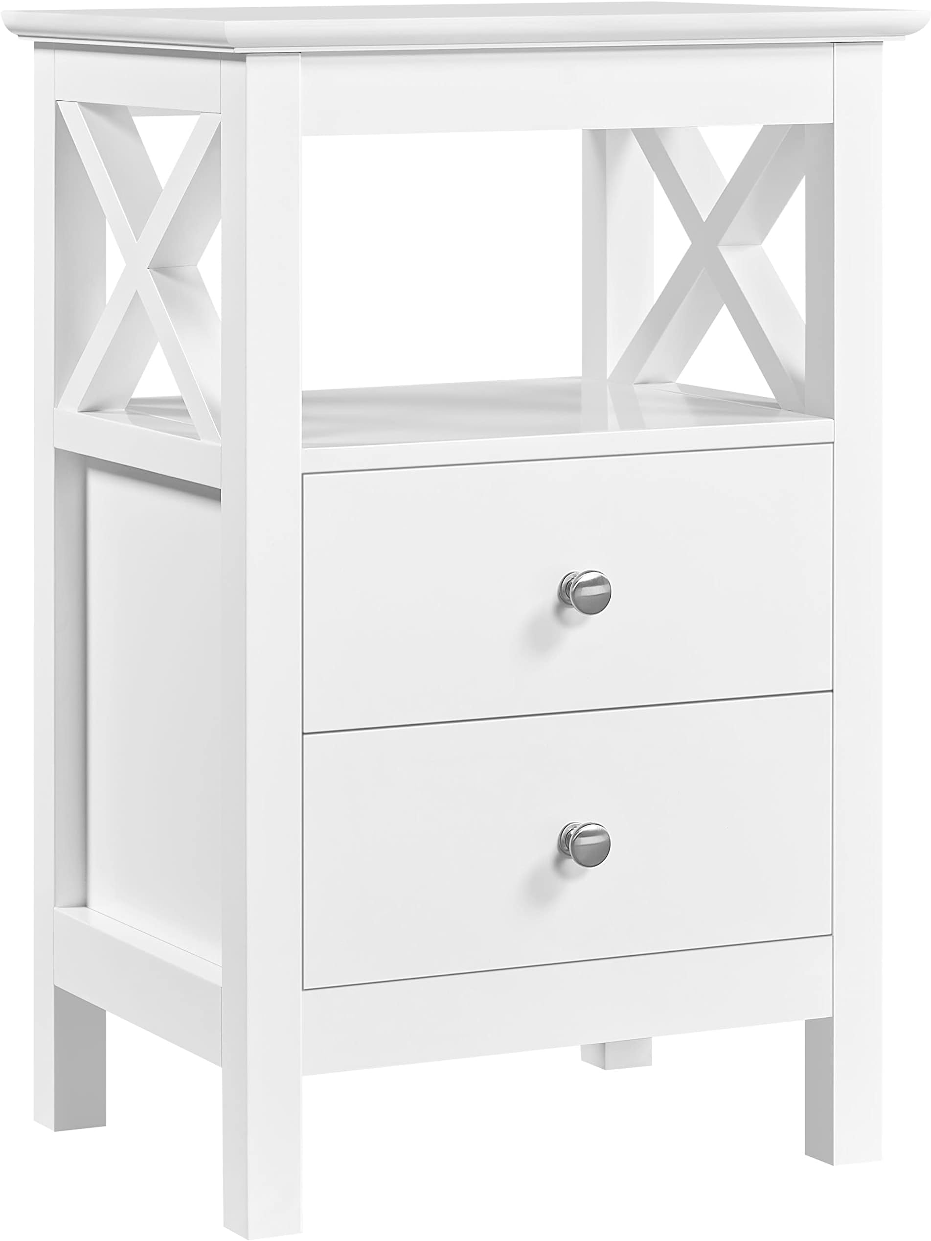 Nachtschrank Shabby Chic – Weiß, Antik, Mit Schublade & Schnitzereien, Vollmontiert – Nachtkommode Von Palazzo INT, 48x38x88 Cm