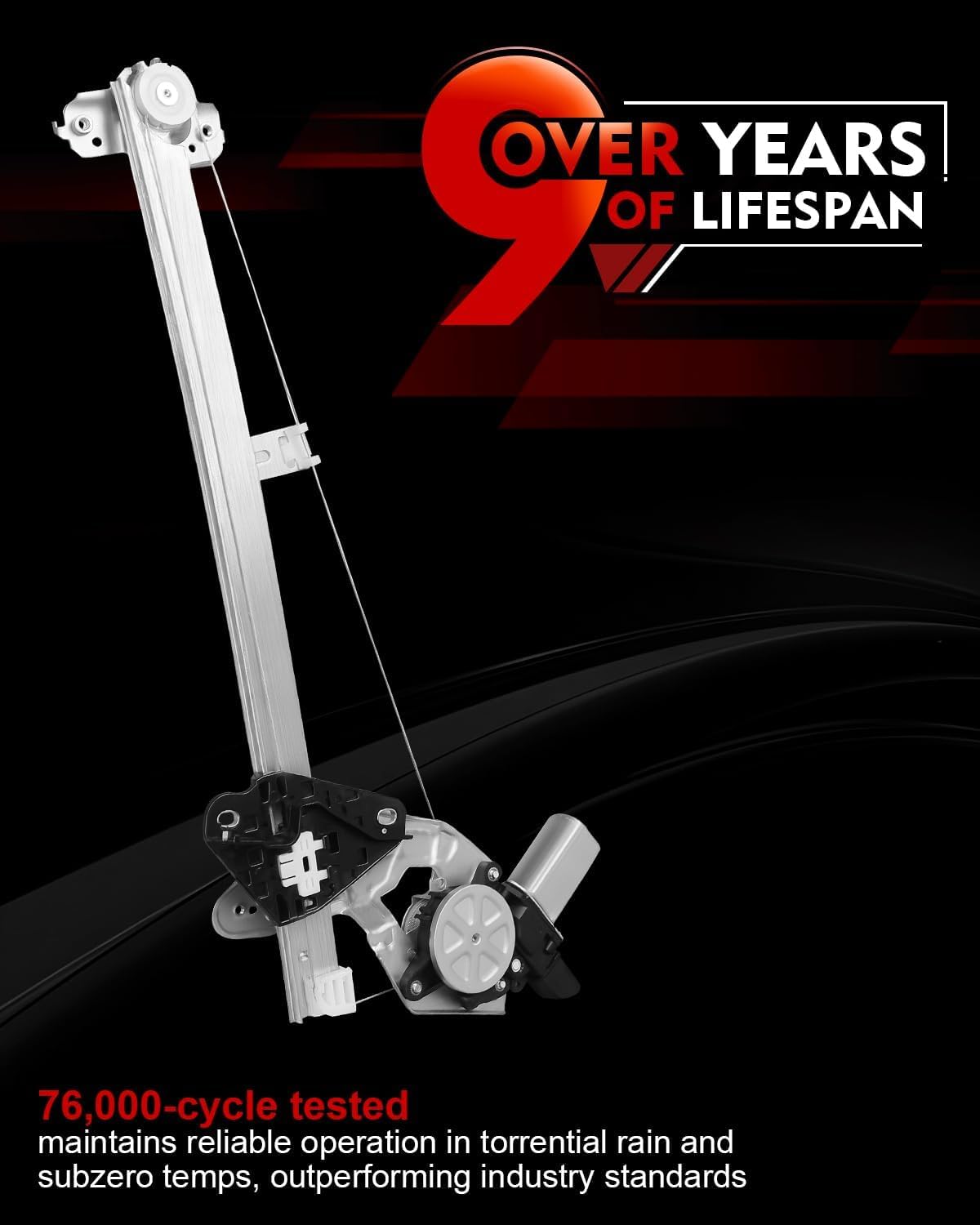 Front Right Passenger Side Power Window Regulator with Motor for:-Honda Fit Base 2009-2013, Fit Ev 2013-2014, Fit Sport 2009-2013, 6 Pins Connector Replace OE# 72210-TF0-G01 751-622