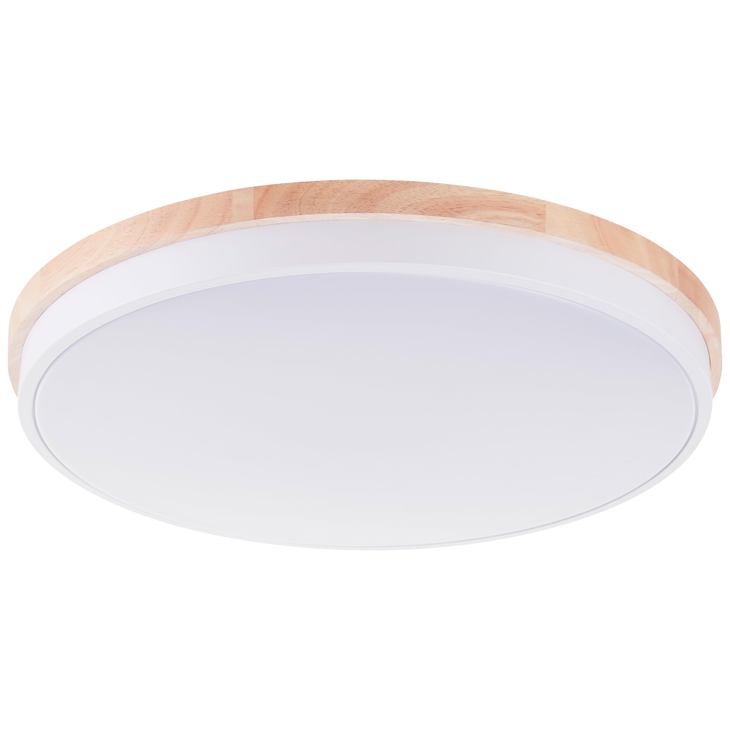Aplique y plafón LED brillante con mando a distancia y CCT (3000 K - 6500 K) y marco de madera marrón claro de árbol de caucho | Ø 50 cm | 36 W | 4500 lm | fabricado en/plástico/metal/madera
