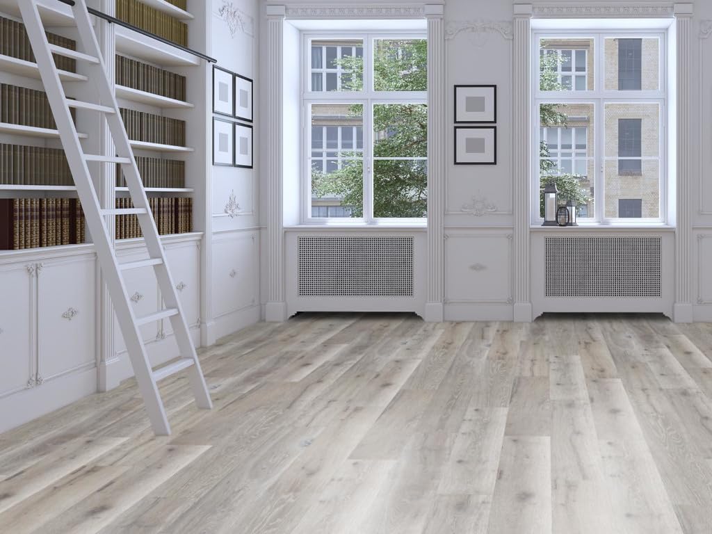 Grau 7,5 mm Korkboden DESIGNTrend Eiche Greystone, Kork Naturboden Holzoptik Landhausdiele, Korkfliesen Korkparkett | 1 Stk. ca. 2,03 m², 116.4 x 19.4 x 0.85 cm