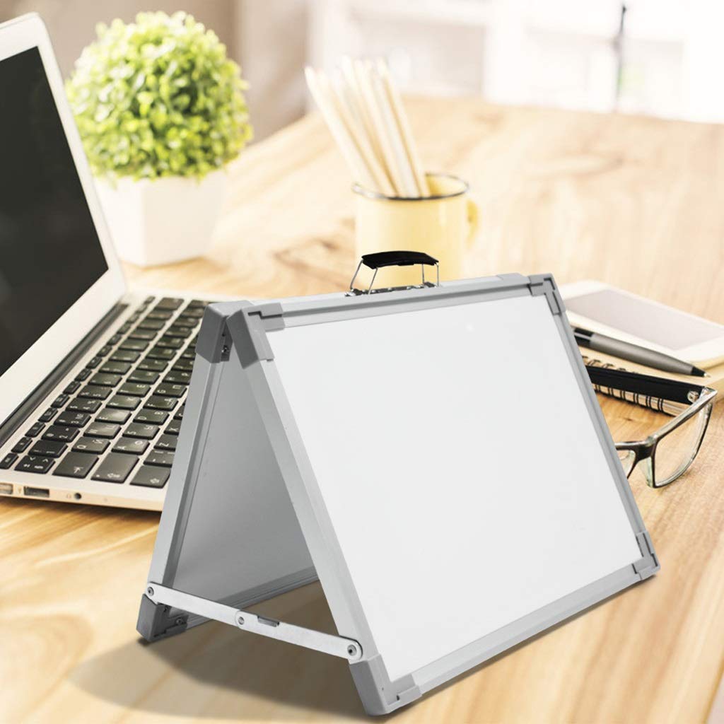 Pizarra Blanca - Pequeño borrado en seco con asa Mini Caballete portátil Plegable de Escritorio Tablero de Notas magnético de Doble Cara
