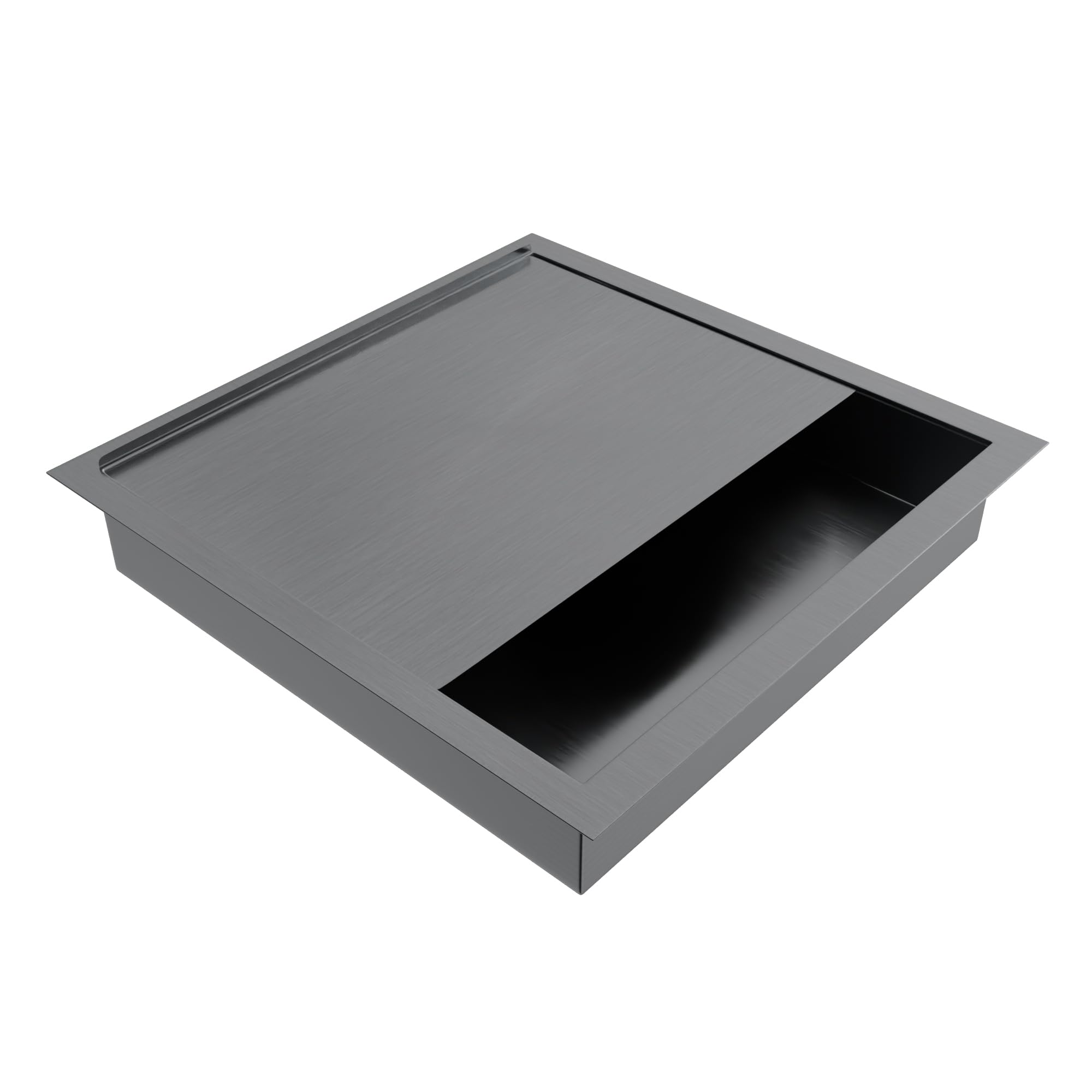 Brixwell Extra Deep Drop in Deal Tray with Lid Stainless Steel Material, Brushed Stainless Steel Finish, 14" Length, 14" Depth, 11-3/4" Lid Length, 3" Height for Service Counters