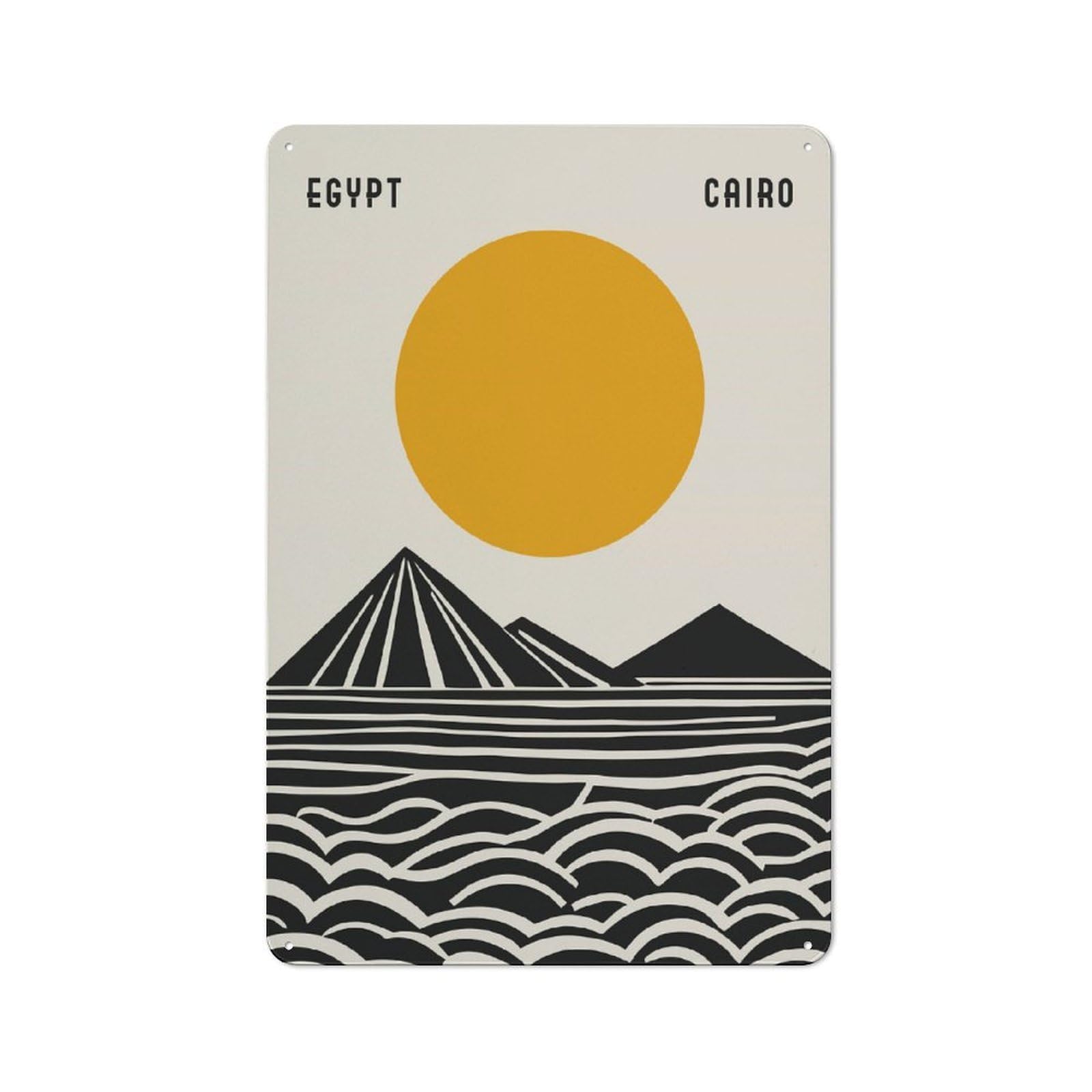 Junmoney Style-3 Cairo Egypt Minimalist Art Character Metal Wall Decor 30X20cm, Vintage Metal Sign For Home, Shop, Pub Or Studio Wall