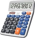 Desktop Calculator Extra Large LCD Display 12-Digit Big Number Accounting Calculator with Giant Response Button, Battery & Solar Powered, Perfect for Office Business Home Daily Use(OS-2135CA)