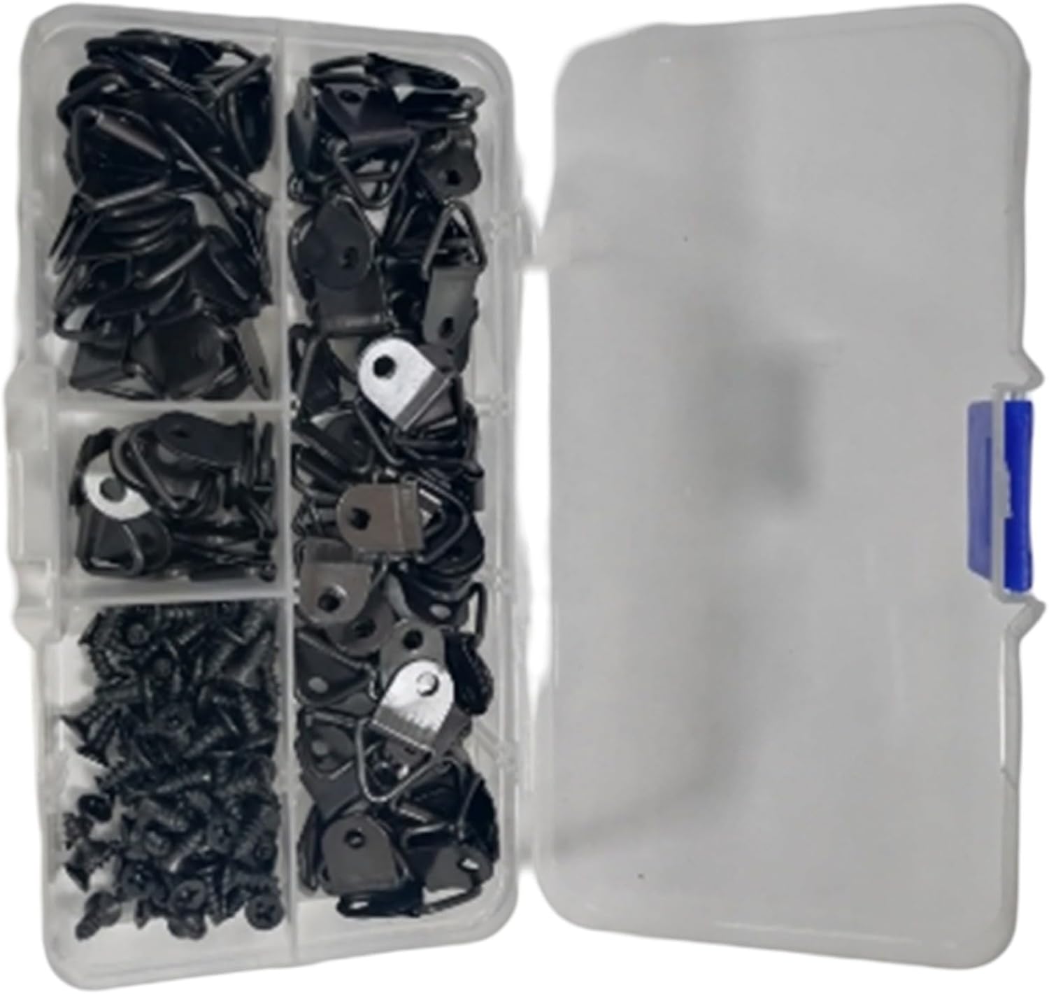 Triangle Ring Picture Frame Hooks 100 Pack with Screws Metal D Ring Hangers for Hanging Photos Paintings Posters Mirrors