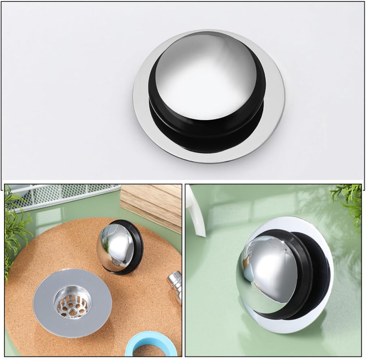 Kichvoe Copper Bathtub Drain Stopper with Spring Structure, Silver Tub Plug Featuring Smooth Drainage and Anti-Clogging Function, for Bathroom Drain Hair Catcher