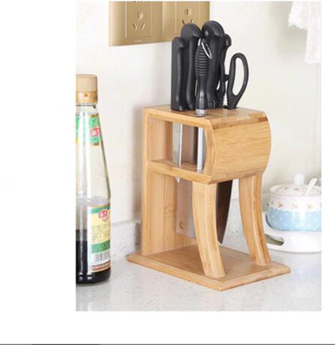 Knife Storage Block with 6 Slots, R-shape Organizer Rack