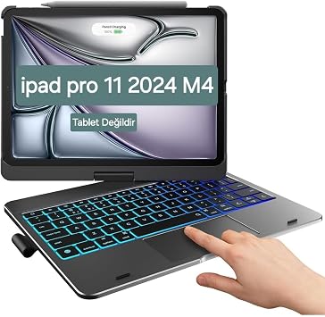 Fogy Ipad Pro 11 M4 2024 Keyboard Case Compatible with 11 Inch 360 Rotatable Rgb Key Touchpad Case
