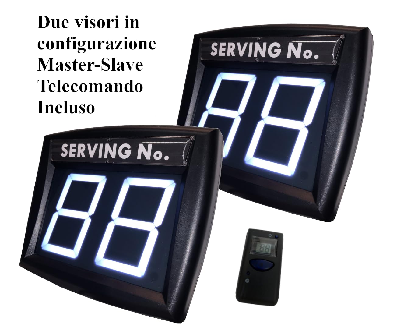 2 Cifre Eliminacode Display Bianco, Numeratore Elimina Code Digitale,Display Numerico Con Telecomando（2 Schermo Numeri Attesa +1 Telecomando ） ● IMPRETECH INTERNATIONAL GROUP® ● Made In Italy
