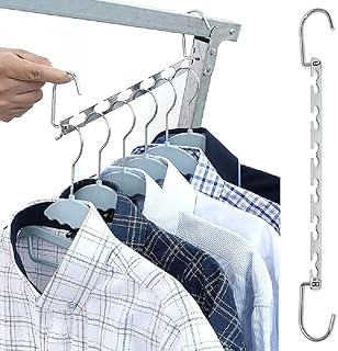EMLaVoe Closet Organizer and Storage, 5 Pack Multifunctional Space Saving Metal Hanger, Smart Closet Organization for Clothes, Shirts and Dresses
