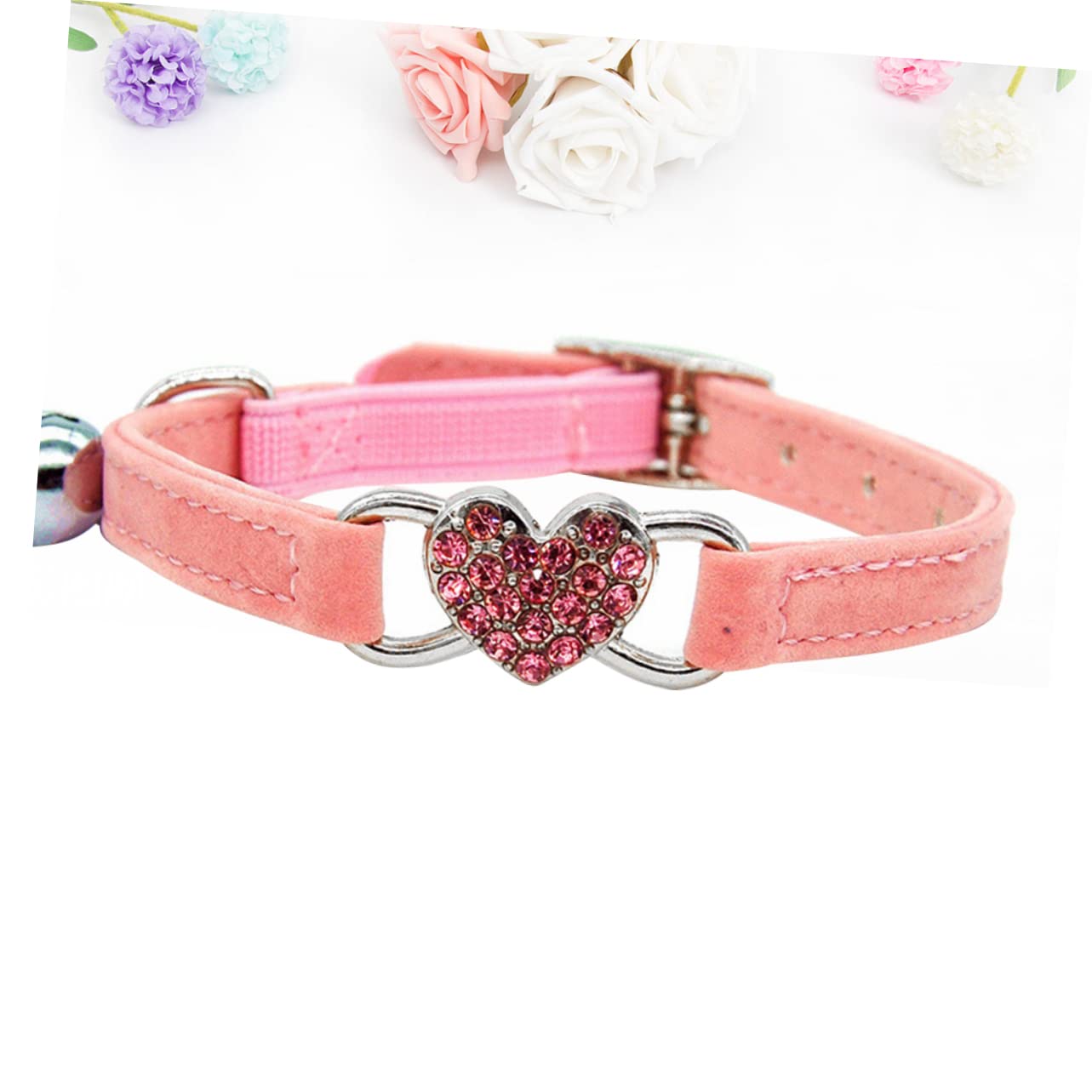 Toddmomy 2pièces Collier Réglable pour Chat Forme De Cœur avec Décor Rhinestones Et Clochette Accessoire Élégant pour Chats Et Chatons Rose