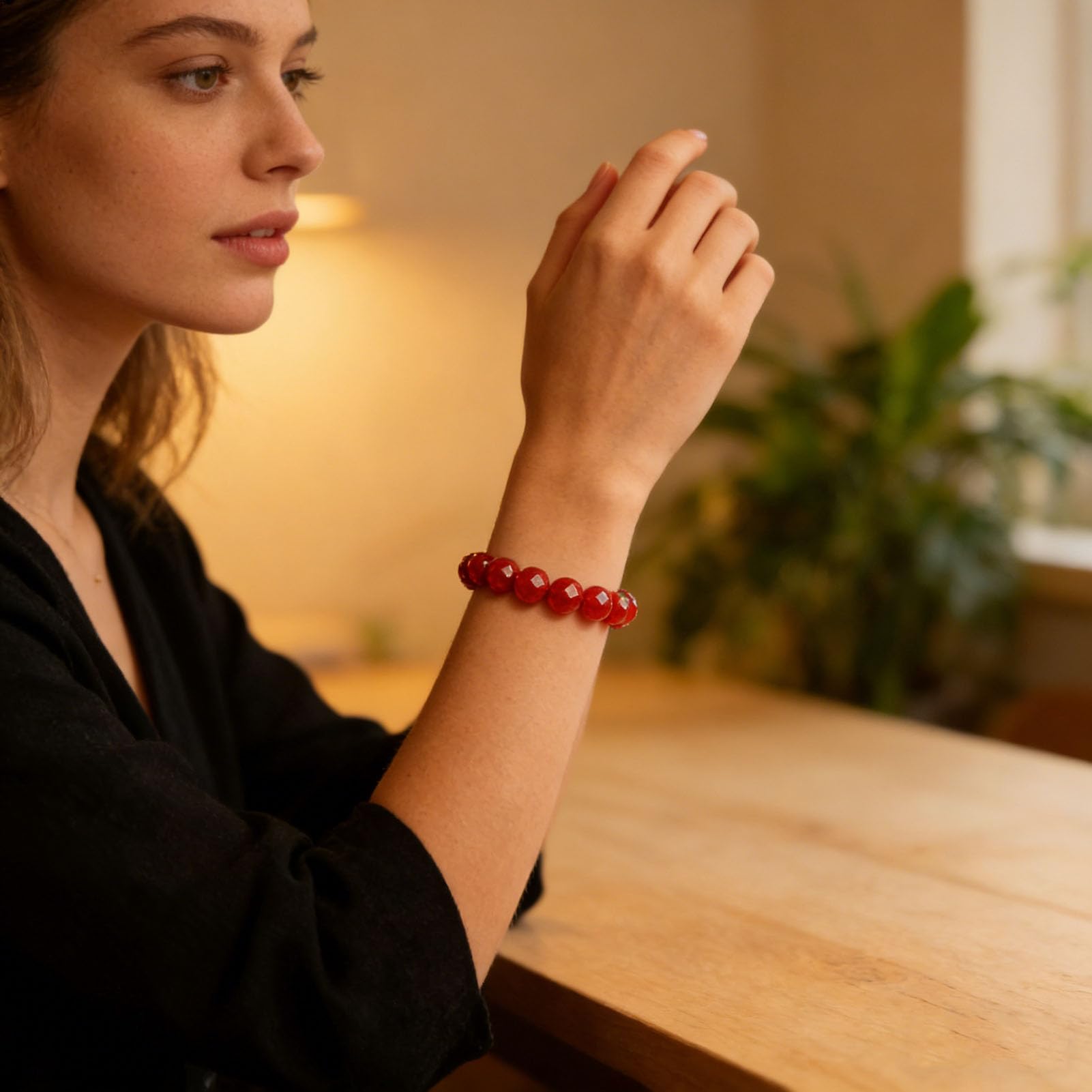 Pulsera clásica de ágata Nanhong: Piedra Preciosa roja Tradicional China para Fuerza y ​​armonía, Regalo de joyería con Cuentas elásticas para Mujeres y Hombres Fengshui,7MM