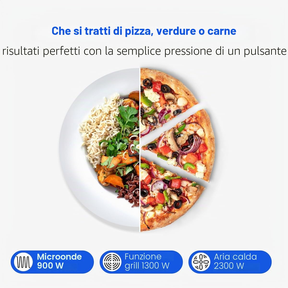 Bomann MWG3001HEB Microonde 3 in 1 da incasso con griglia e aria calda, display LCD, 8 programmi automatici, funzione timer, 25 l, parte anteriore e interno, argento