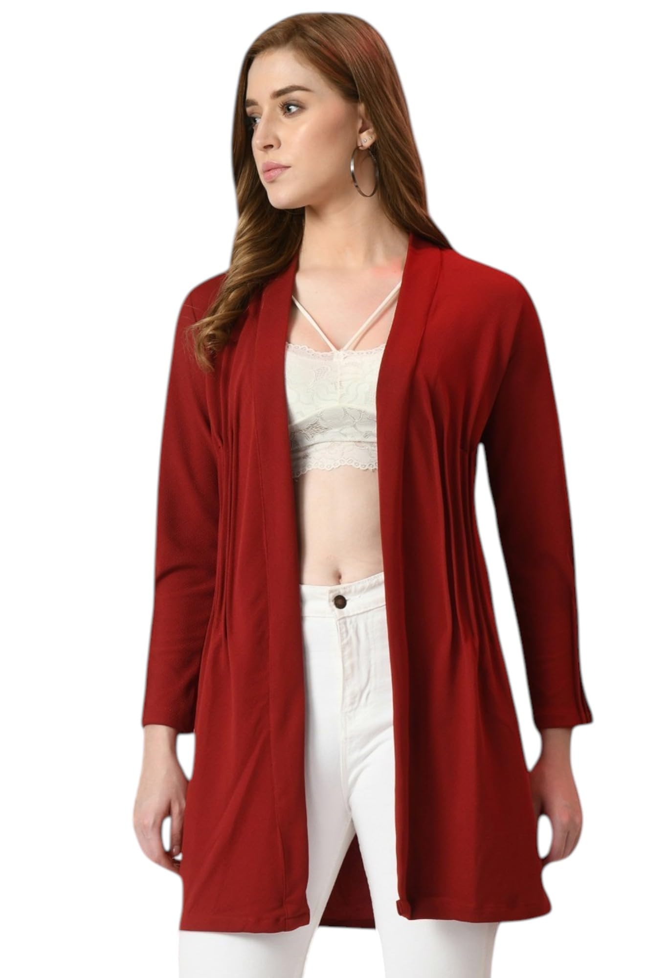 Trendy Solid Black Long Shrug for Women