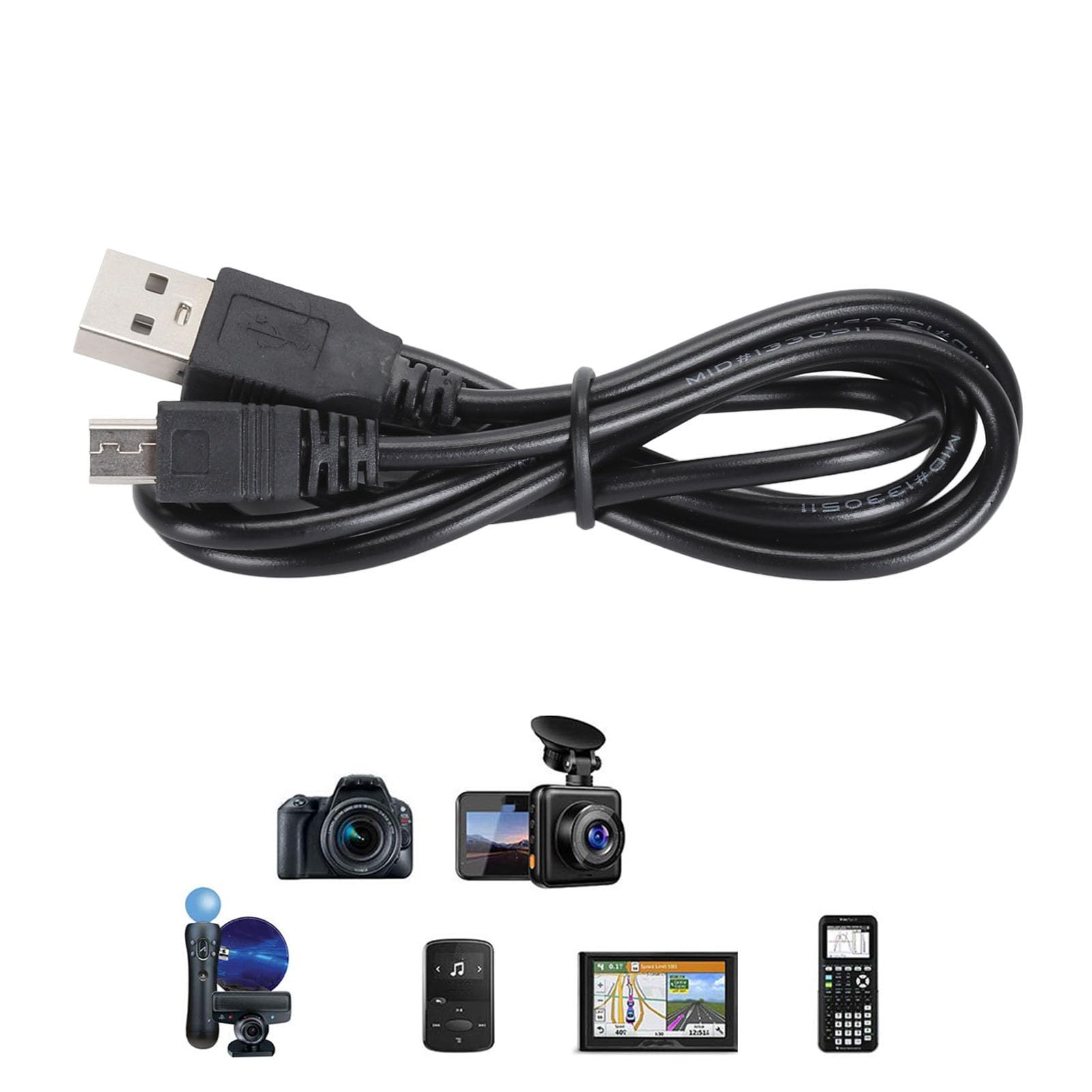 Dpofirs Lot de 10 Câbles de Chargement 1 M, Cordon de Chargement de Données Mini USB pour , Slim, Manettes PS Move, Téléphones, Appareils Photo Numériques, TI