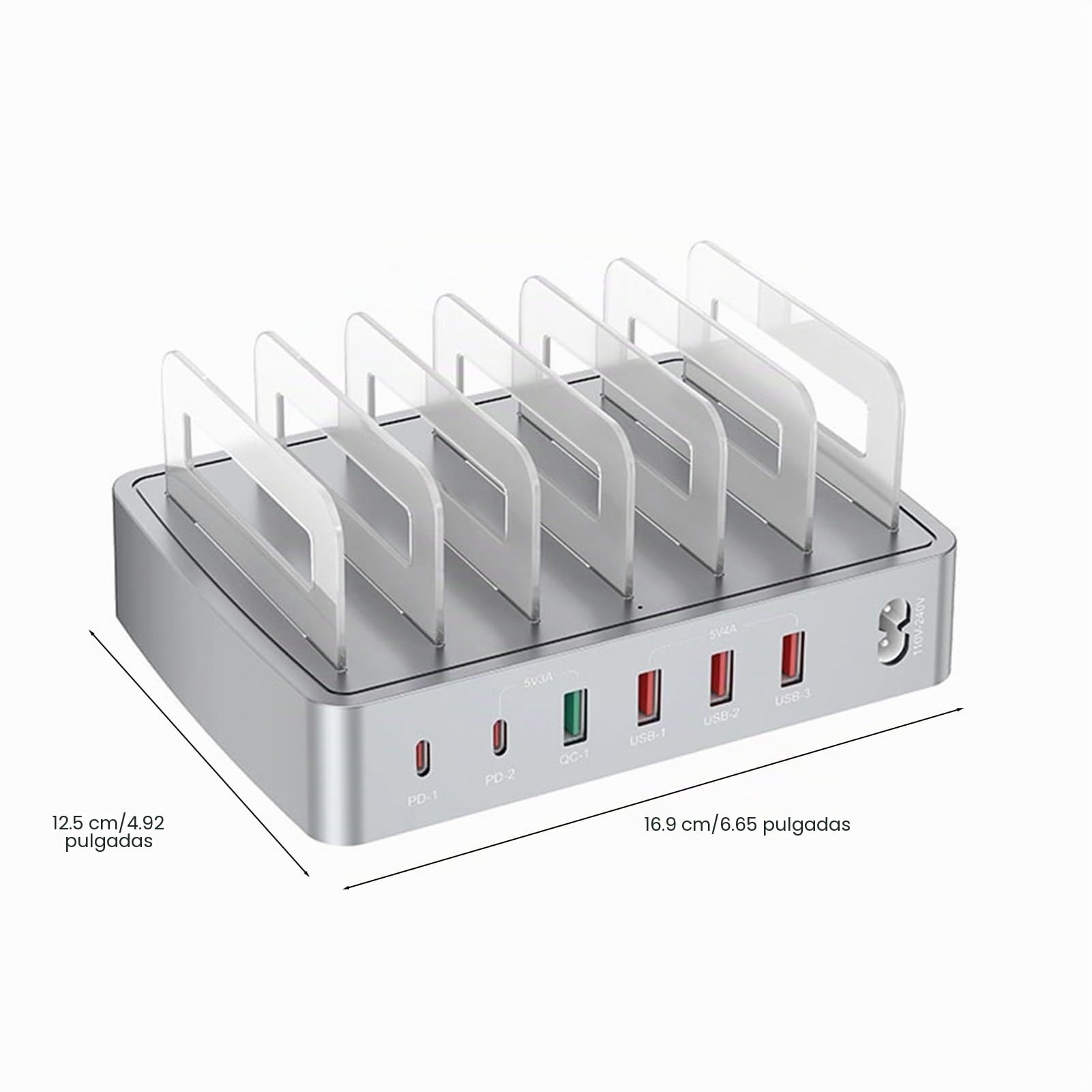 Docooler Estación de carga inteligente de 72 W con 6 puertos, carga USB para múltiples dispositivos, compatible con teléfonos móviles, tabletas y otros dispositivos electrónicos