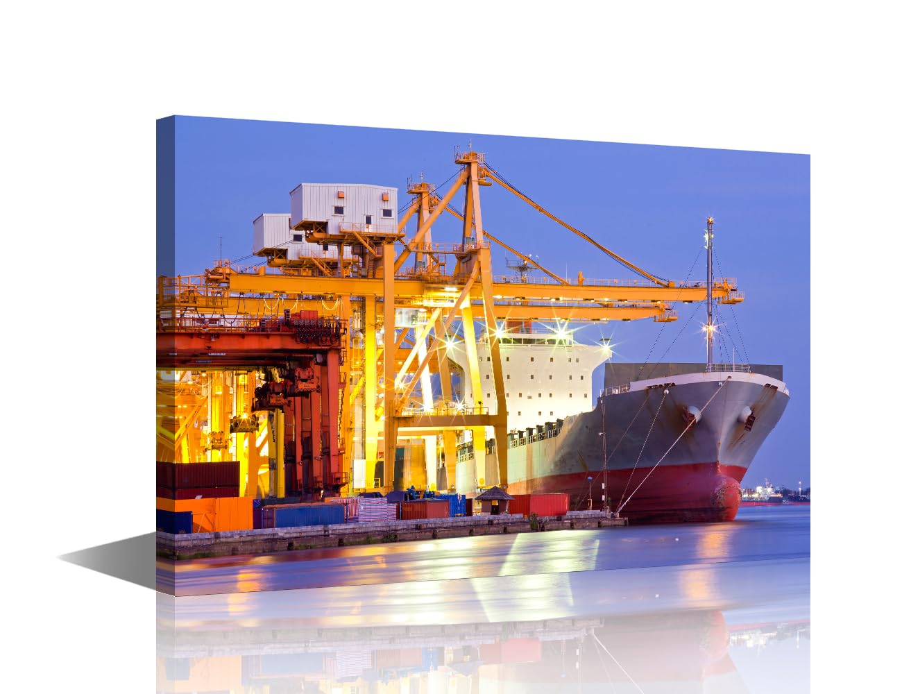 1 Panel Modern Wall Art Industrial Container Cargo Ship Picture Prints on Canvas Wall Paintings for Bedroom Living Room, Container Artwork Wooden Framed Ready to Hang, 18" Wx12 H
