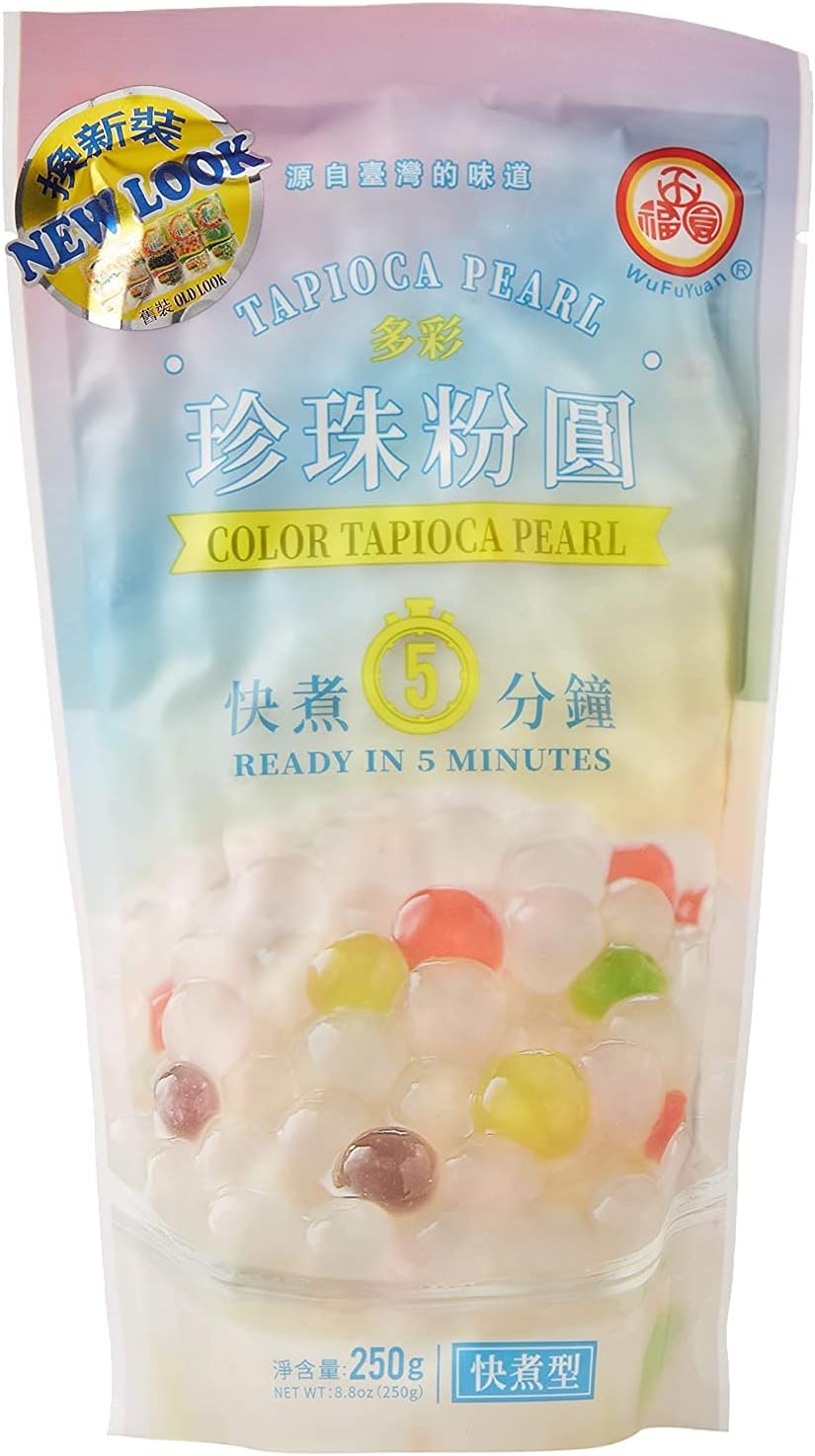 Multi-Color Tapioca Pearl Boba Bubble Tea WuFuYuan Ready in 5 Minutes 8.8 Oz.